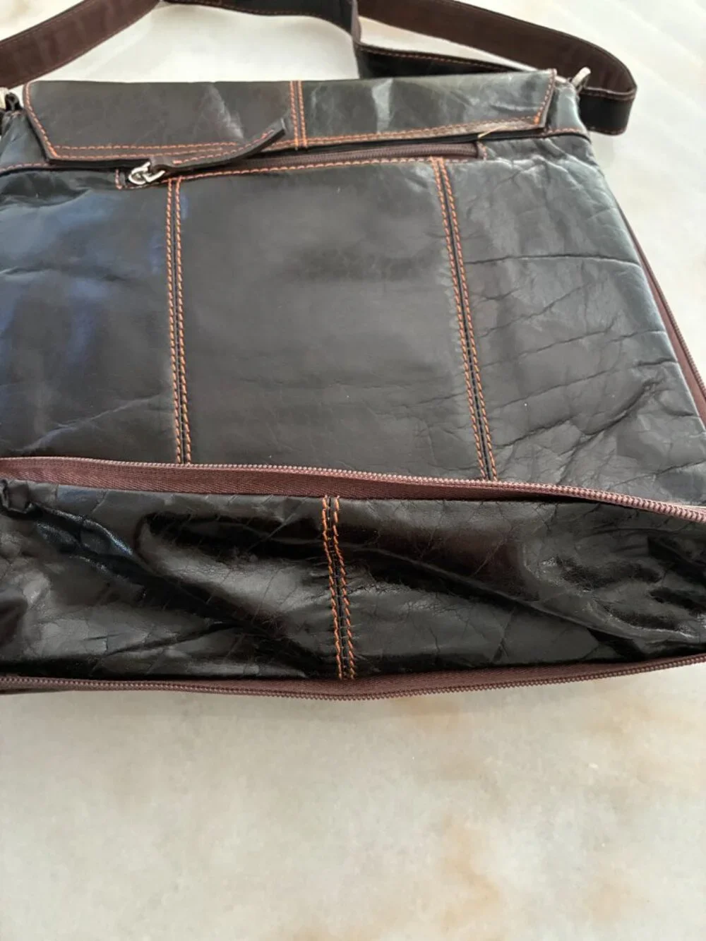 Rosme Genuine Cowhide Leather Crossbody Bag (Art. 4913) Dark Brown (NWT)